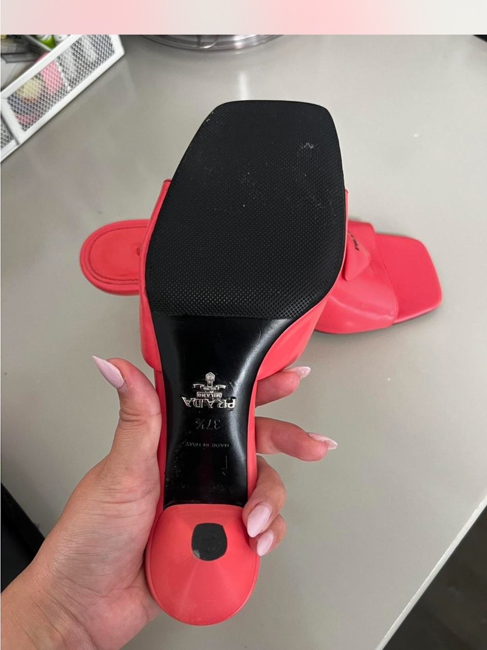 Prada Red Leather Slide Mules - Gem